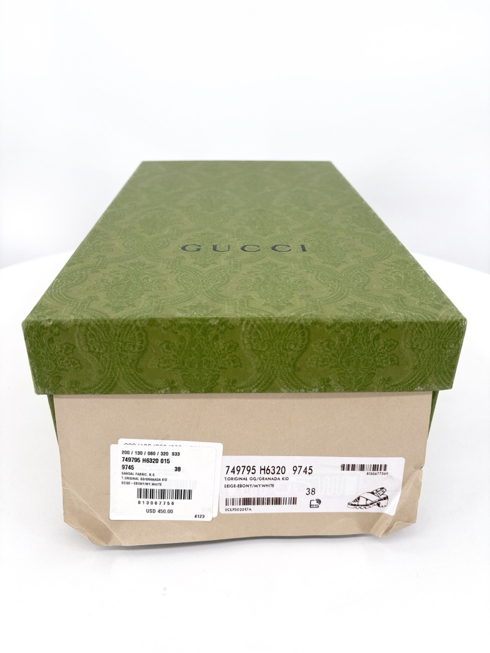 GUCCI GG Supreme Lug Sole Platform Crossover Sandals Cream 38 - Picture 16 of 16